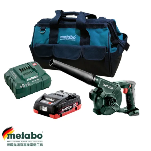 【metabo 美達寶】18V充電三速吹風機 AG 18 4.0HD單電版(優惠套裝組合)