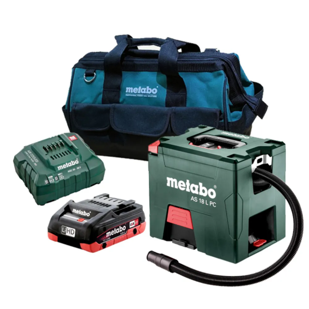 【metabo 美達寶】18V鋰電乾式吸塵器 AS 18 L PC 4.0HD單電版(優惠套裝組合)