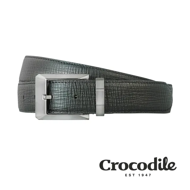 【Crocodile】雙11 Crocodile 鱷魚皮件 真皮打洞皮帶 0102-30101-黑色(義大利進口牛皮)
