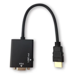 【百寶屋】HDMI to VGA+Audio影像轉接器 附音源線(黑)