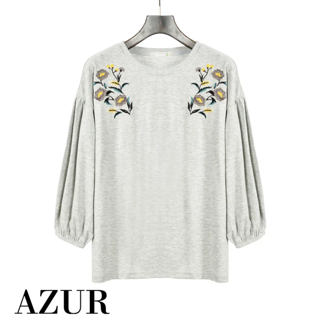 【AZUR】時尚女伶花紋刺繡造型上衣-2色