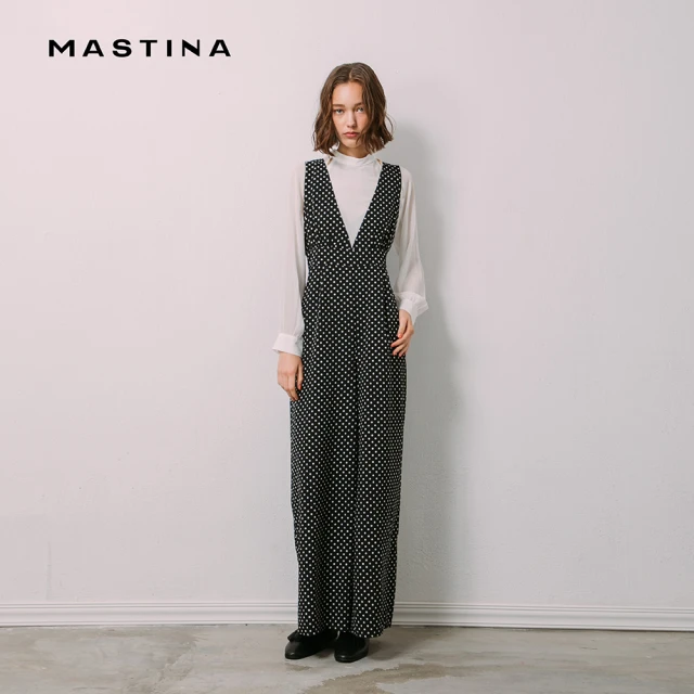 【MASTINA】波點V領雪紡連身-女長褲(二色/版型寬鬆/魅力商品)