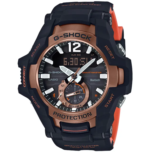 【CASIO 卡西歐】G-SHOCK 太陽能藍芽連線雙顯手錶(GR-B100-1A4)