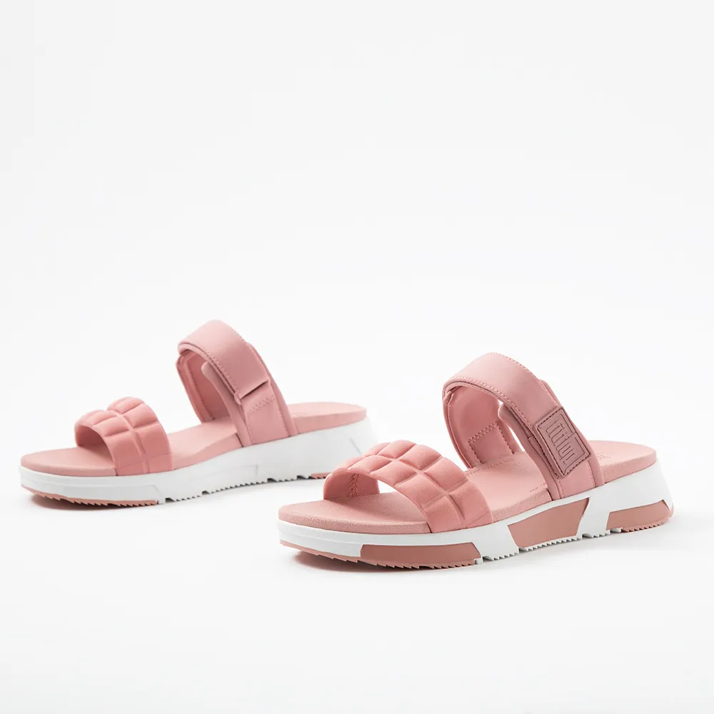 【FitFlop】HAYLIE QUILTED CUBE SLIDES 運動風雙帶涼鞋-女(玫瑰褐)