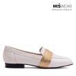 【MISWEAR】女-平底鞋-MISWEAR 真皮金飾寬版樂福鞋-時尚白