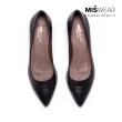 【MISWEAR】女-跟鞋-MISWEAR 真皮寬版尖頭低跟鞋-質感黑