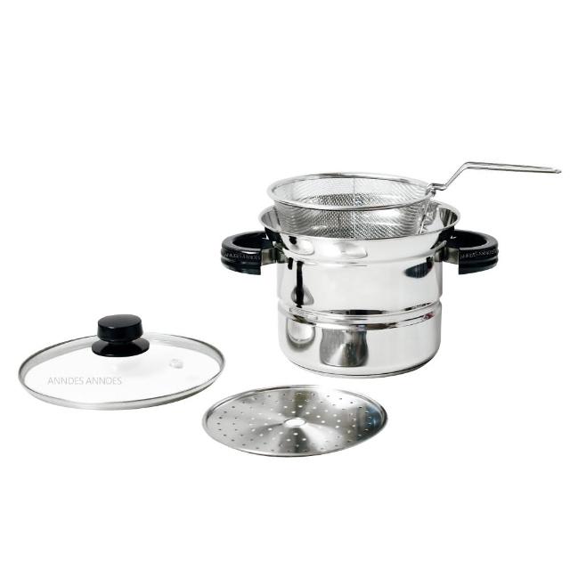 【Top Chef 頂尖廚師】304不鏽鋼多功能萬用鍋21公分(附蒸盤、撈網)
