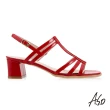 【A.S.O 阿瘦集團】健步美型線條亮眼粗跟涼鞋(紅)