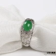 【JA-ME】天然A貨翡翠冰種滿綠雕花18k鑽石戒指 國際圍11(母親節/送禮)