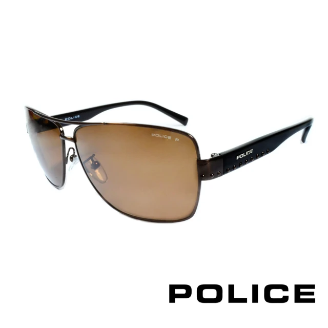 【POLICE】義大利警察都會款個性型男眼鏡-金屬框(棕黑 POS8880-K05P)