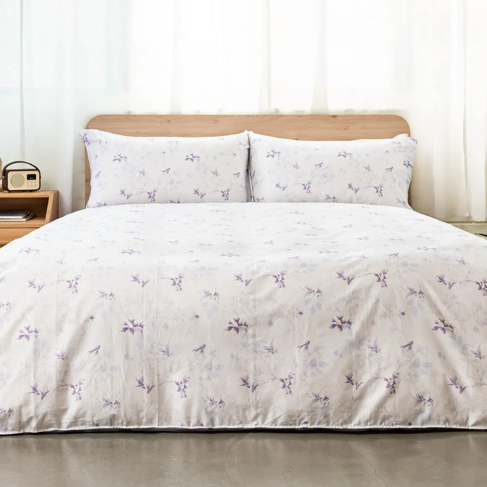 【合隆羽藏】100% 60支長絨棉印花床包四件組-雙人特大(碧翠紫 原價 $ 7440)