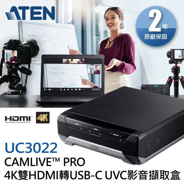 ATEN CAMLIVE PRO 4K HDMI USB C UVC UC3022 momo