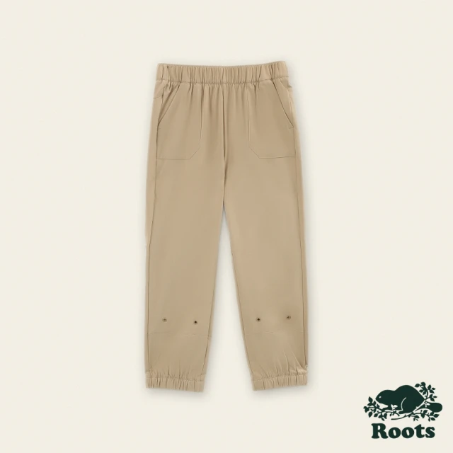 【Roots】Roots大童-都會探索系列 環保材質彈性縮口褲(沙灘棕)