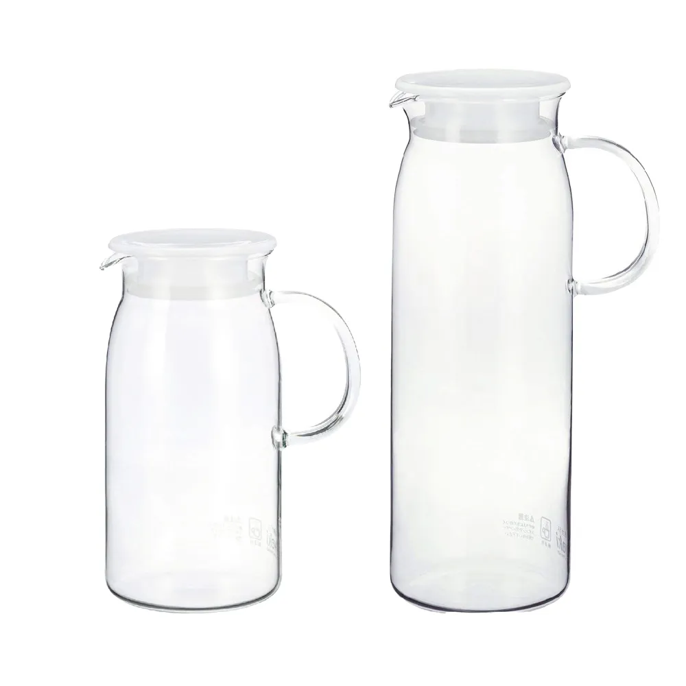 【iwaki】玻璃把手耐熱玻璃水壺-600ml+1L(買一送一)