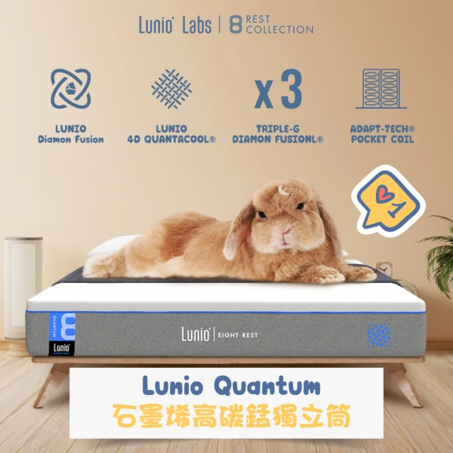 Lunio NoozHelix標準雙人5尺乳膠獨立筒床+枕(