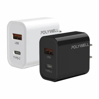 【POLYWELL】PD雙孔快充頭 30W Type-C+USB-A充電器(台灣公司貨BSMI認證)