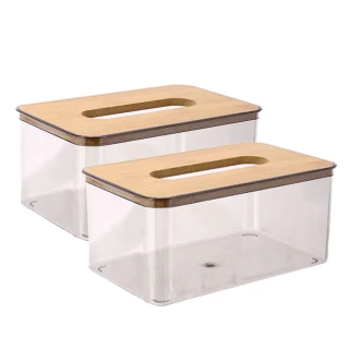 【樂邦】長型透明衛生紙盒/2入(面紙盒 收納 置物盒)