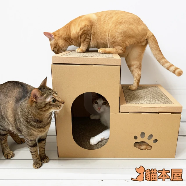 【貓本屋】豪華版雙層貓抓板寵物貓屋