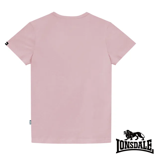 【LONSDALE 英國小獅】極簡植絨LOGO短袖T恤(櫻花粉LT003)