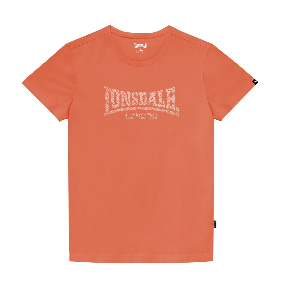 【LONSDALE 英國小獅】現貨!極簡植絨LOGO短袖T恤(橘色LT003)