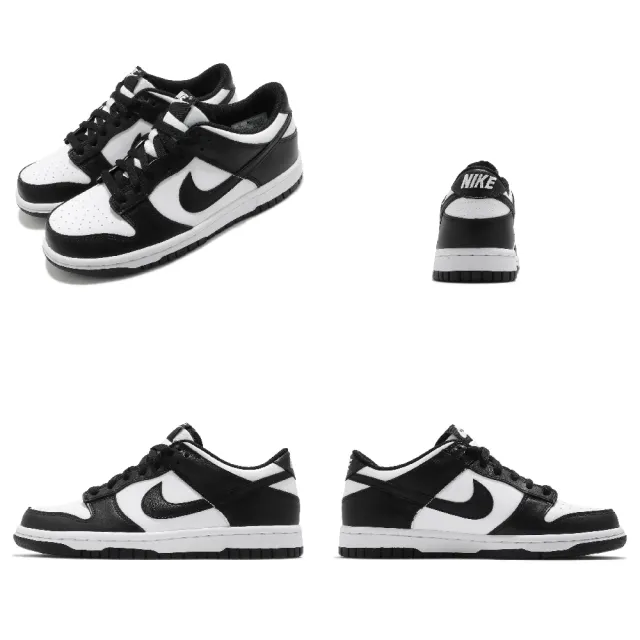 【NIKE 耐吉】休閒鞋 熊貓 Dunk Low GS 大童鞋 經典 皮革 白 黑 女鞋(CW1590-100)