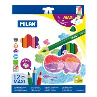【MILAN】學齡前的第一盒色鉛筆_12色_附削筆器(色鉛筆)