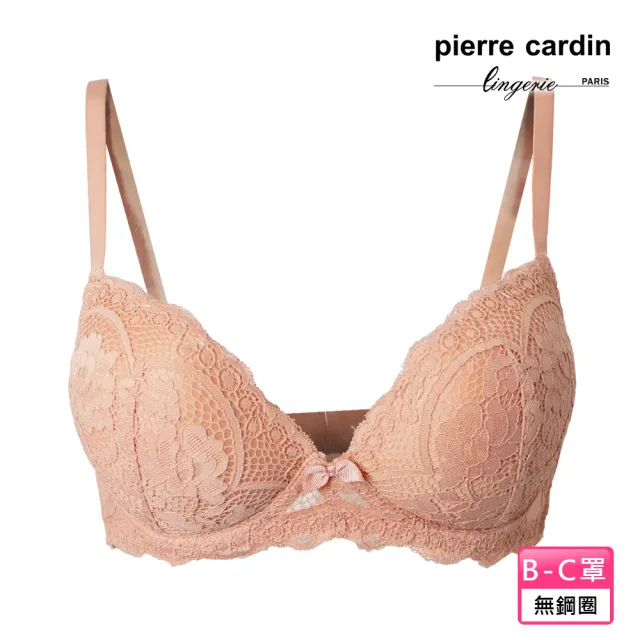 【pierre cardin 皮爾卡登女性內衣】任選 B/C罩 森林系蕾絲無綱圈內衣(單件-LBR淺咖)