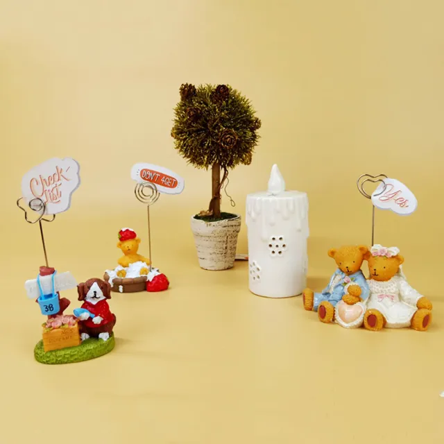 【BonBon naturel】婚禮熊可愛手工便簽夾/3入(名片夾/交換禮物)