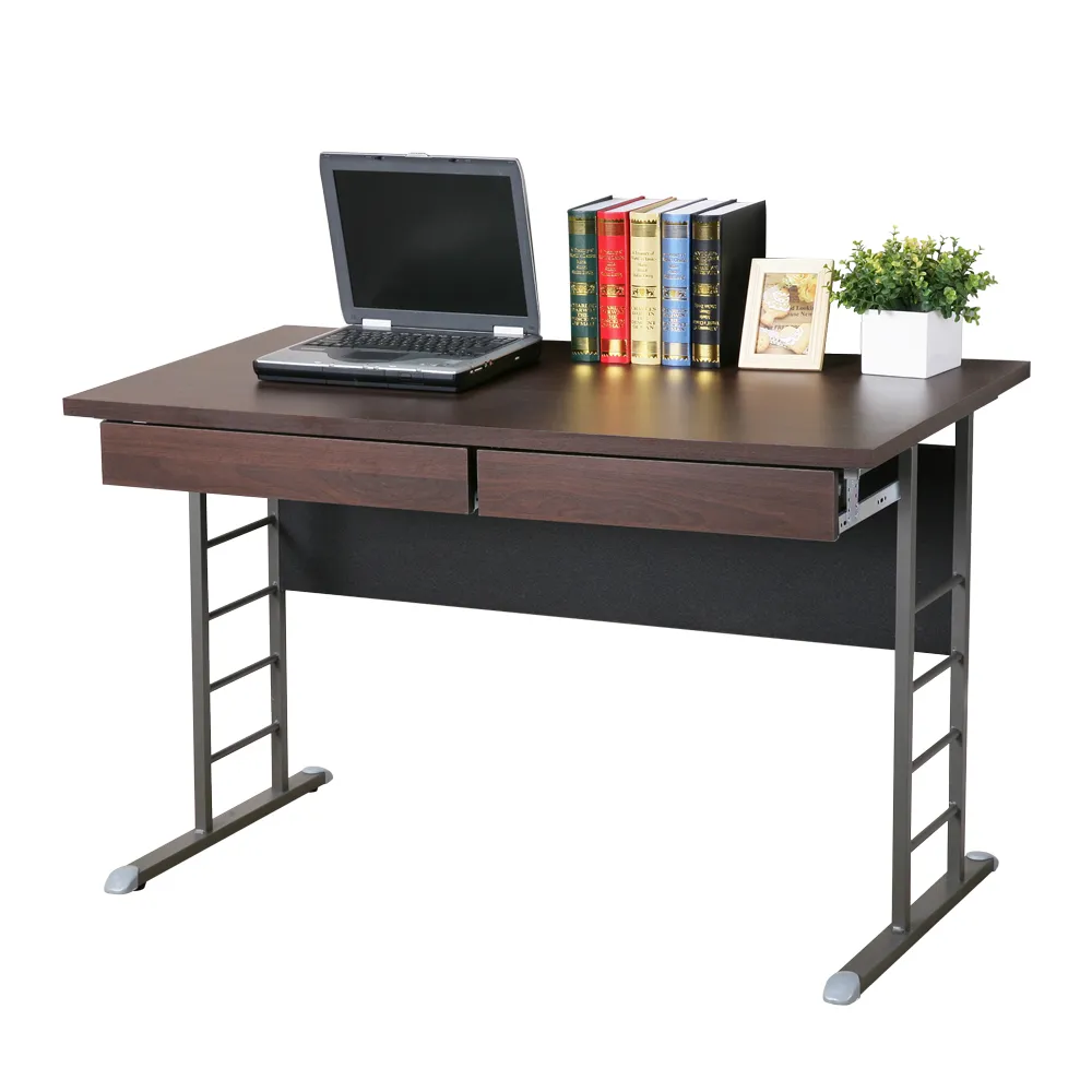 【Homelike】馬克120cm辦公桌/書桌/工作桌(加厚桌面-附二抽屜)