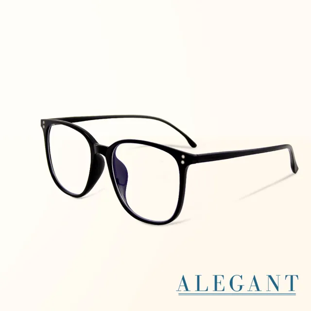 【ALEGANT】日雜經典百搭款TR90輕量森林黑色方框UV400濾藍光眼鏡(輕量質感設計網紅話題款)