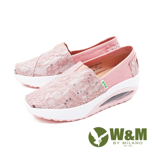 【W&M】女   BOUNCE系列蕾絲彈力厚底增高鞋 女鞋(粉)