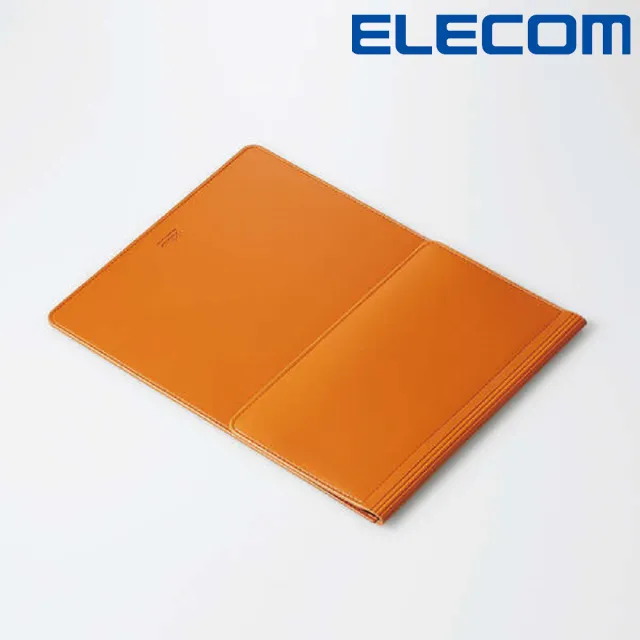 【ELECOM】14吋筆電皮革鼠墊兩用袋-卡其(ELBMIBSVD14CA)