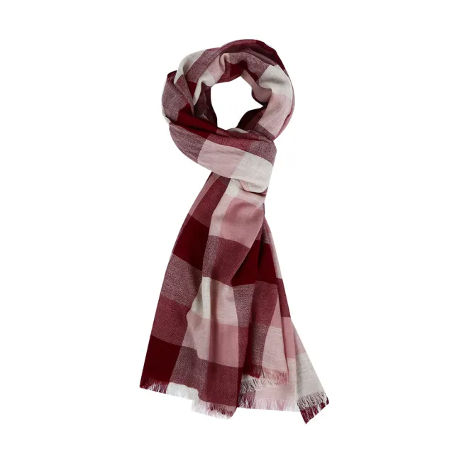 【SHOKAY】卡拉利斯格紋氂牛絨薄款披肩-淺灰/灰粉/栗色(AC-SH-KG_DW_DP_MR)