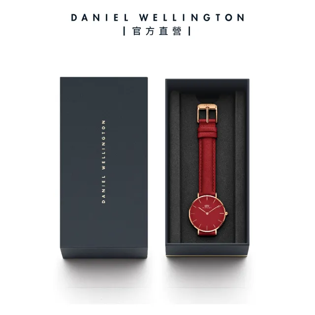 【Daniel Wellington】Petite Suffolk Red 28mm櫻桃紅皮革錶(DW手錶DW00100405)