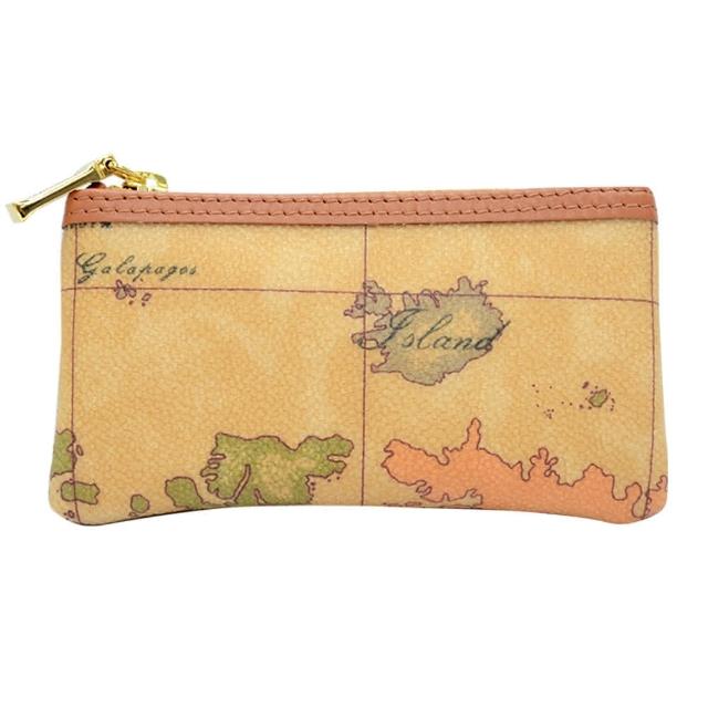 【Alviero Martini】義大利地圖包 拉鍊鑰匙圈零錢包(地圖黃)