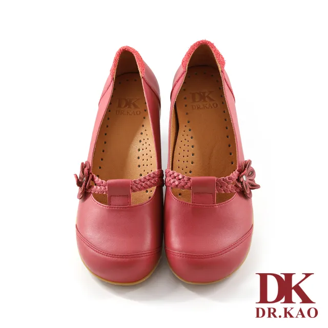 【DK 高博士】素雅小花 舒適平底娃娃鞋 87-0869-00(紅色)
