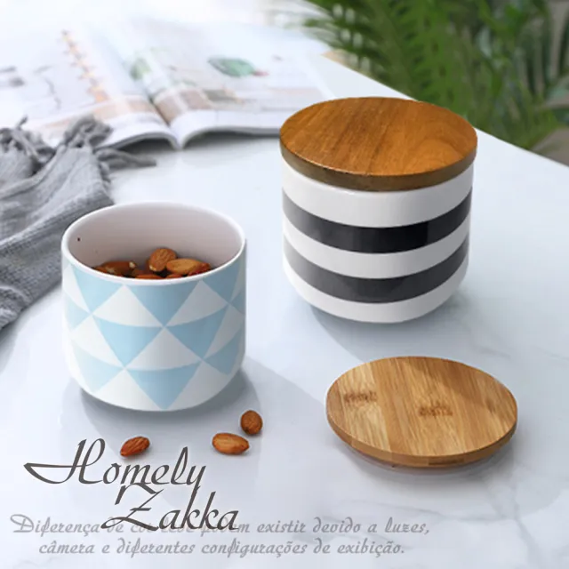【Homely Zakka】北歐簡約幾何帶蓋陶瓷密封罐/儲物罐/收納罐_2款任選 (收納罐 調味罐 食物罐 保鮮罐)