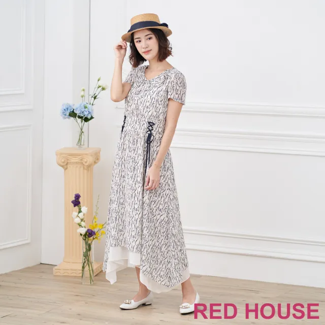【RED HOUSE 蕾赫斯】小碎花綁帶長洋裝(共2色)