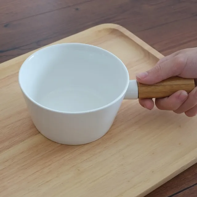 【LINKIFE】白瓷系列 日式簡約竹柄早餐碗(沙拉碗)