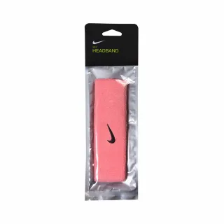 【NIKE 耐吉】頭帶 Headband Swoosh 粉橘 黑色勾勾 毛巾布 穿搭 推薦 粉 黑(N000154467-7OS)