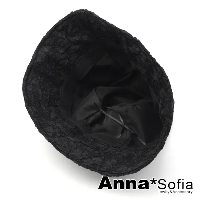 【AnnaSofia】漁夫帽盆帽鐘型帽-山本風暗黑立皺設計 現貨(黑系)