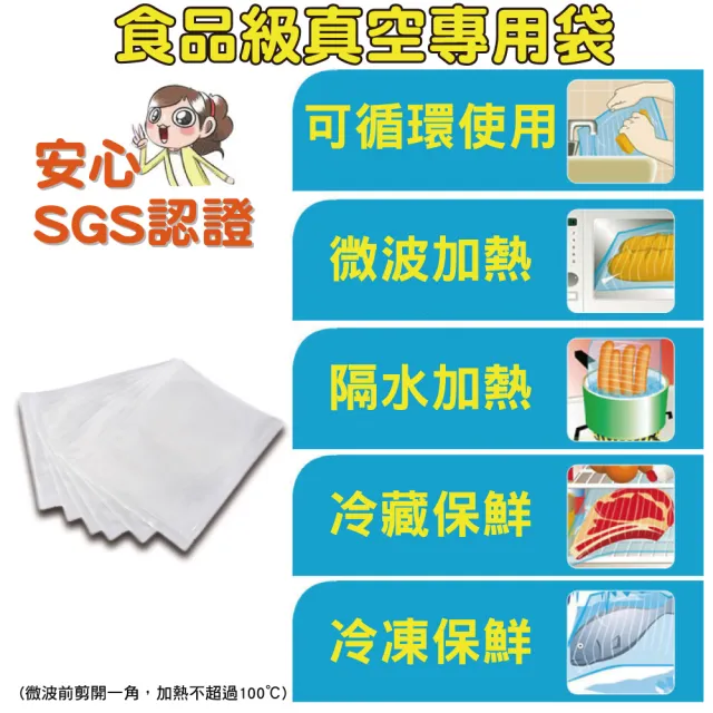 【豪割達人】特價100小加厚SGS食品級真空包裝袋20x25cm(抽真空密封口機食物網紋路袋收納壓縮保鮮低溫烹調)