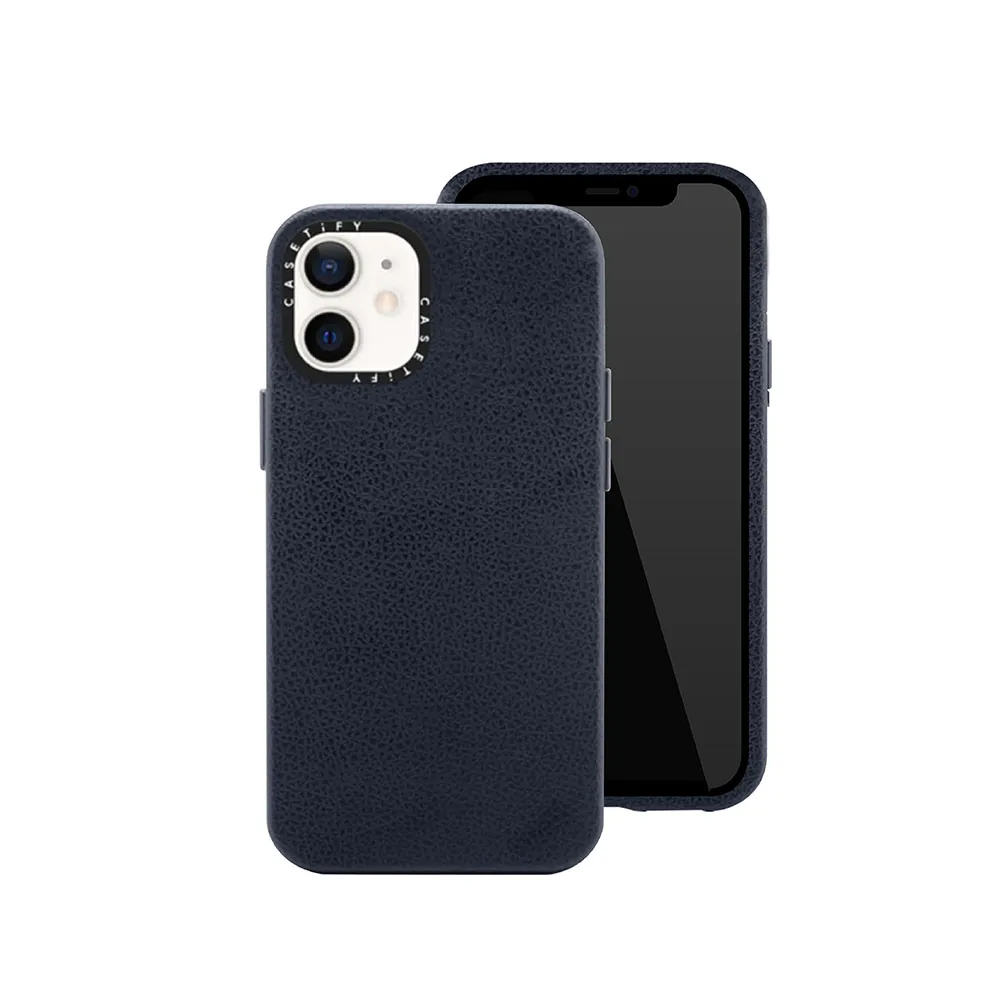 【Casetify】iPhone 12 mini 純素皮革保護殼-海軍藍(Casetify)