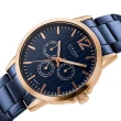 【OBAKU】Strand 海之星 - 簡約三眼紳士腕錶/玫瑰金藍-44.5mm(S709GMVLSL)