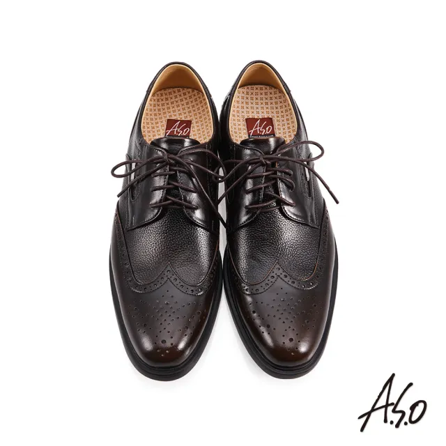 【A.S.O 阿瘦集團】霸足鏡面綁帶紳士氣墊鞋(咖啡)