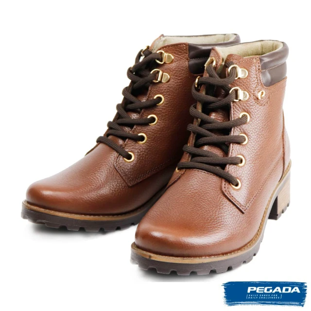 【PEGADA】巴西進口時尚個性真皮短靴 棕色(281401-BR)