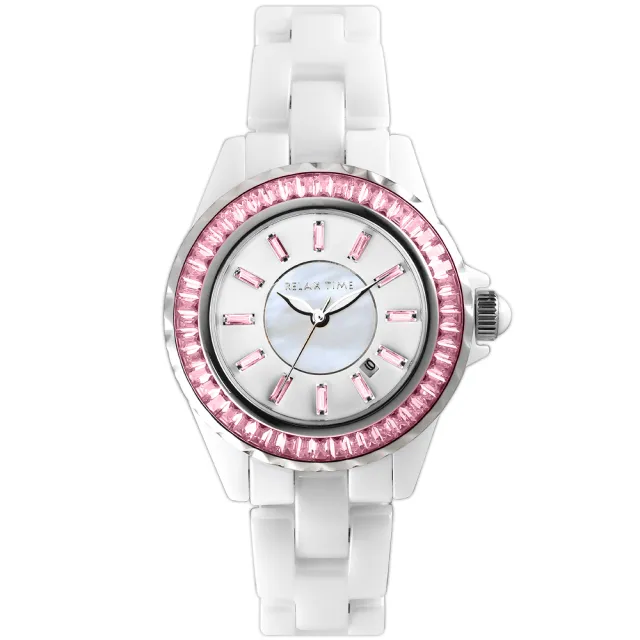 【Relax Time】經典陶瓷系列水晶手錶-粉色 畢業禮物(RT-93-2)