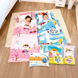 【3M】兒童防蹣睡袋-甜心公主/尋寶汽車任選+防蹣水洗枕-兒童型