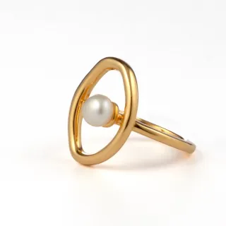 【Woogie武吉珠寶】設計師創作純銀橢圓珍珠戒指