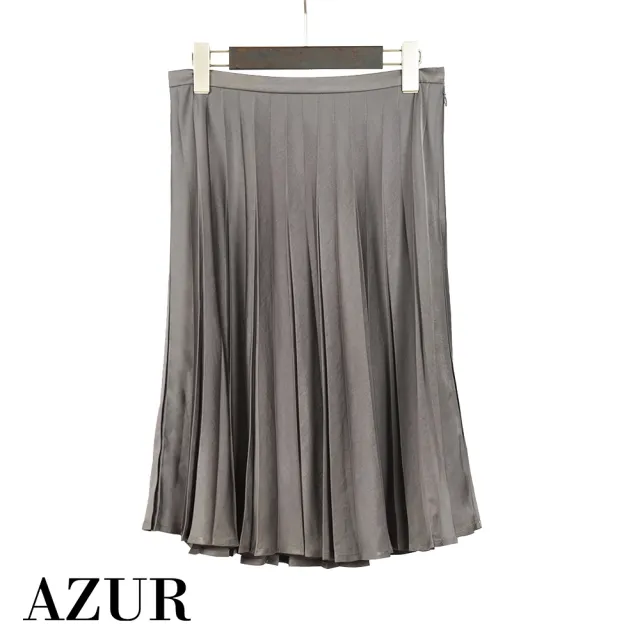 【AZUR】時尚女伶摩登亮面壓摺裙